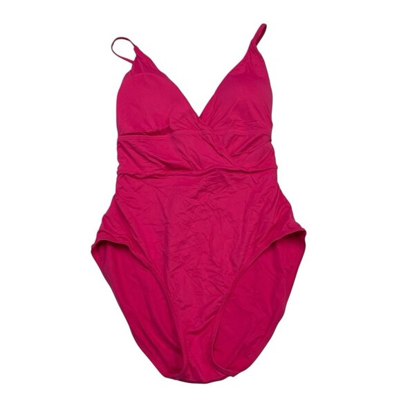 Anne Cole Swimsuit‎ Womens 16 Hot Pink Retro Braid Wrap Maillot One Piece Resort - Picture 1 of 10